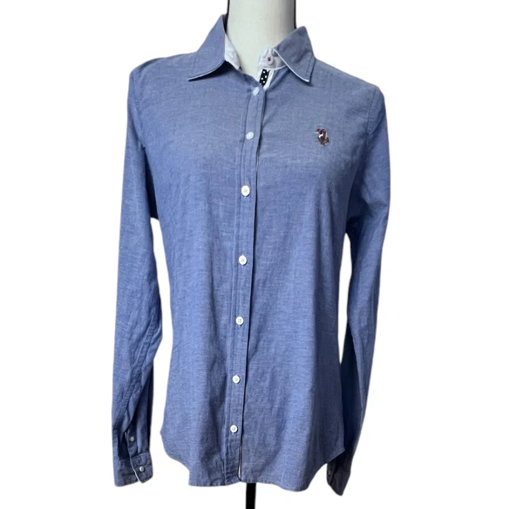 U.S. Polo Assn. Women's Botton Dn Long Sleeve Blue Collared Shirt SzM Pre-owned - Picture 1 of 8